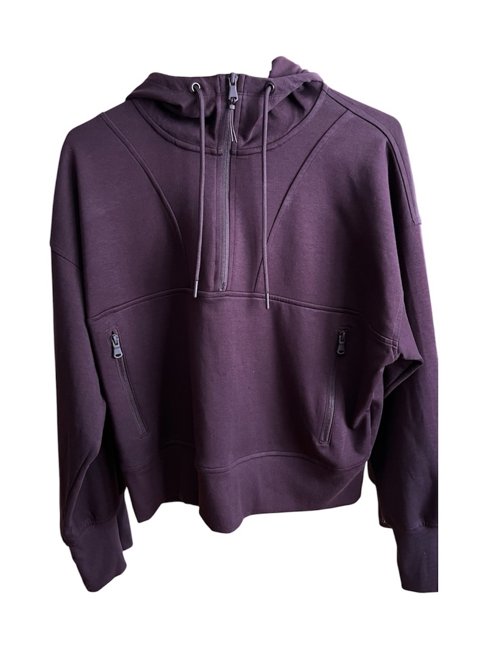 Old Navy active Women's Half-Zip Hooded Pullover Sweatshirt - Deep Plum